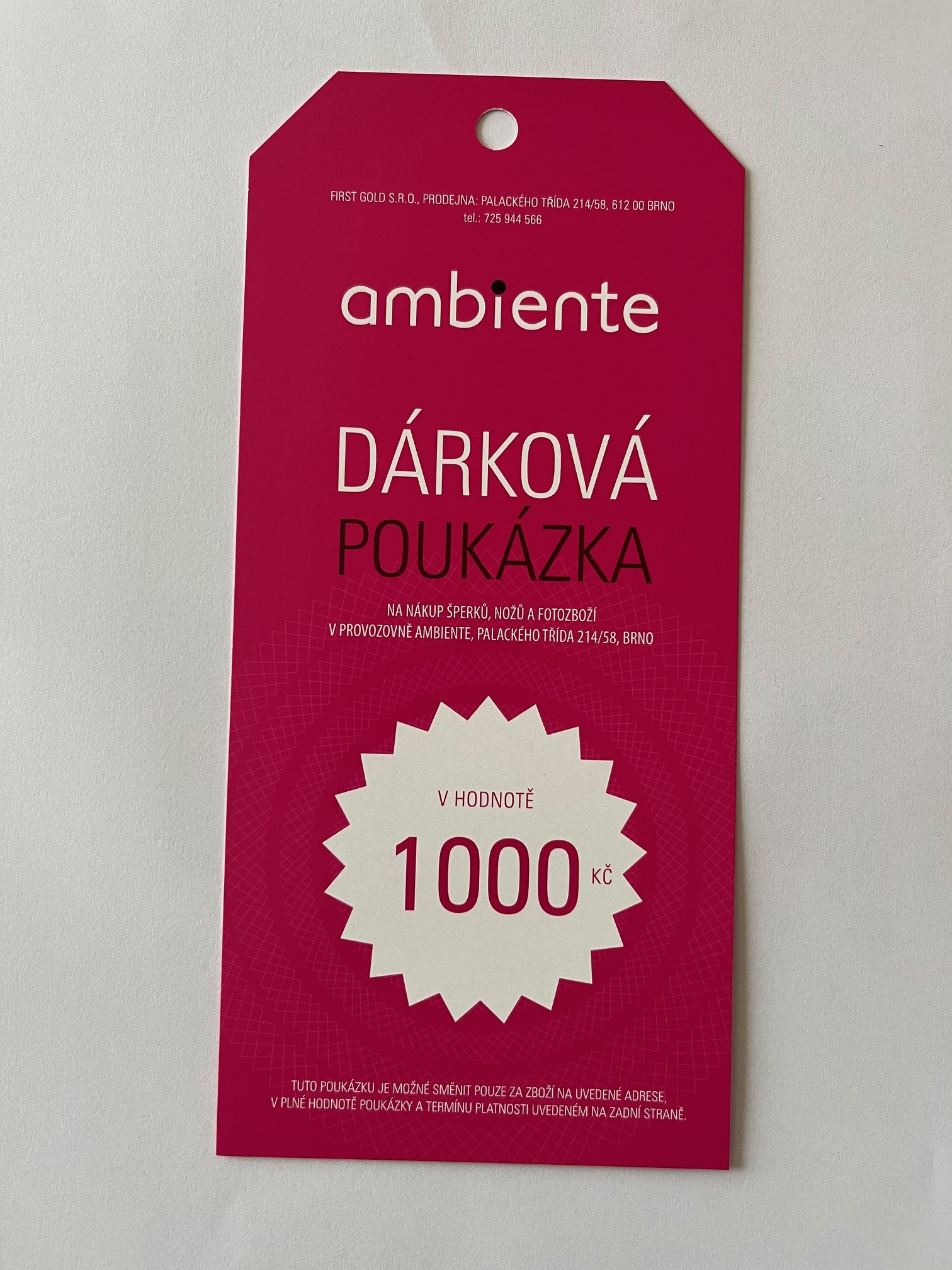 Dárkový poukaz 1000 Kč