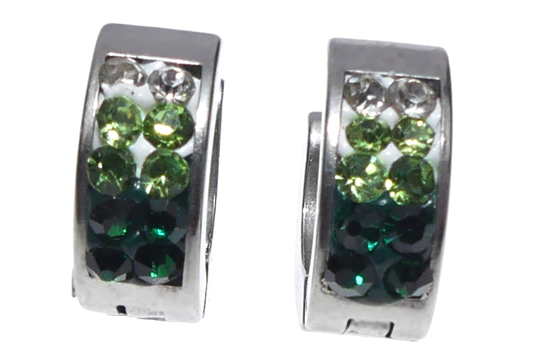 Ocelové náušnice - kroužky zelené Ocelové náušnice - kroužky zelené