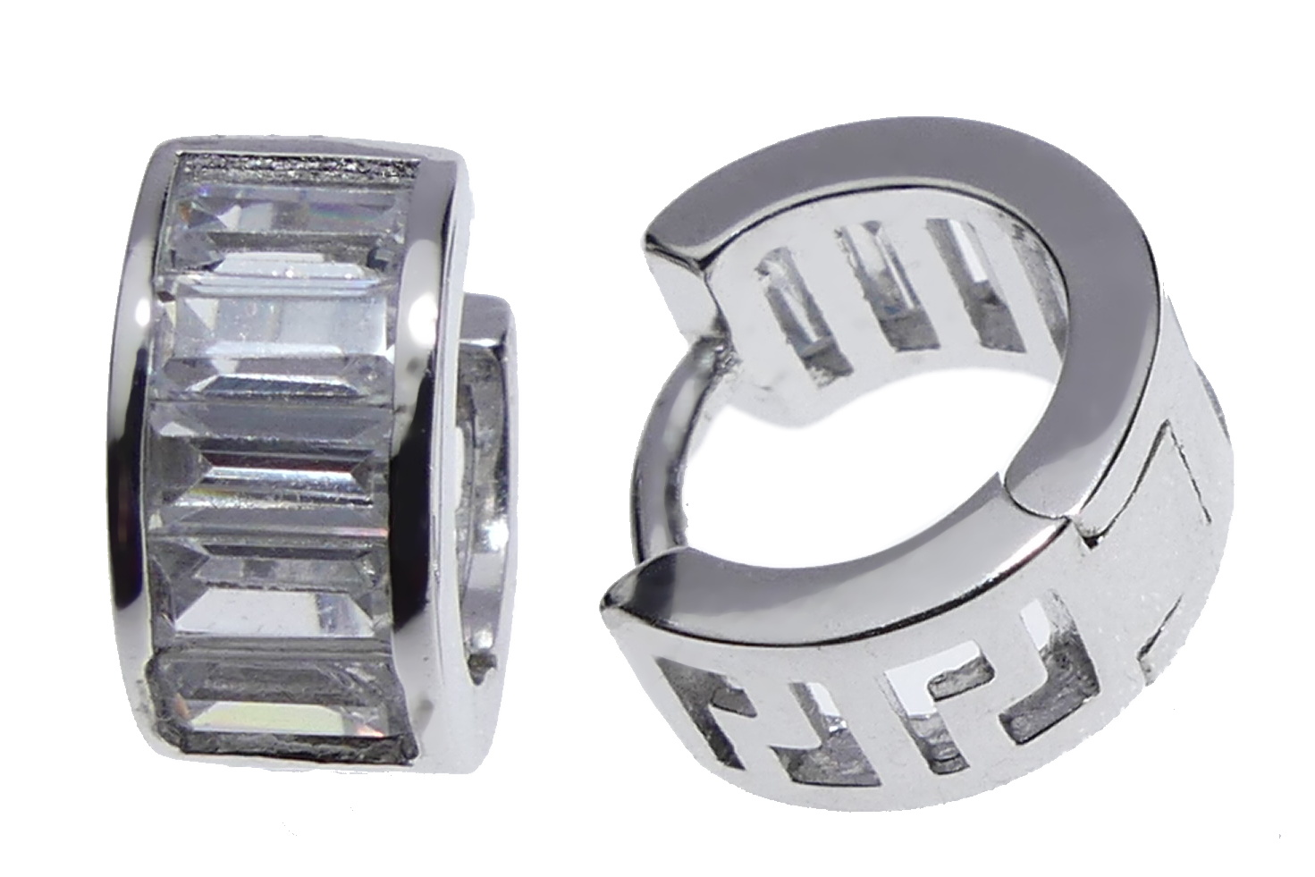 Stříbrné náušnice - kroužky kamínkové