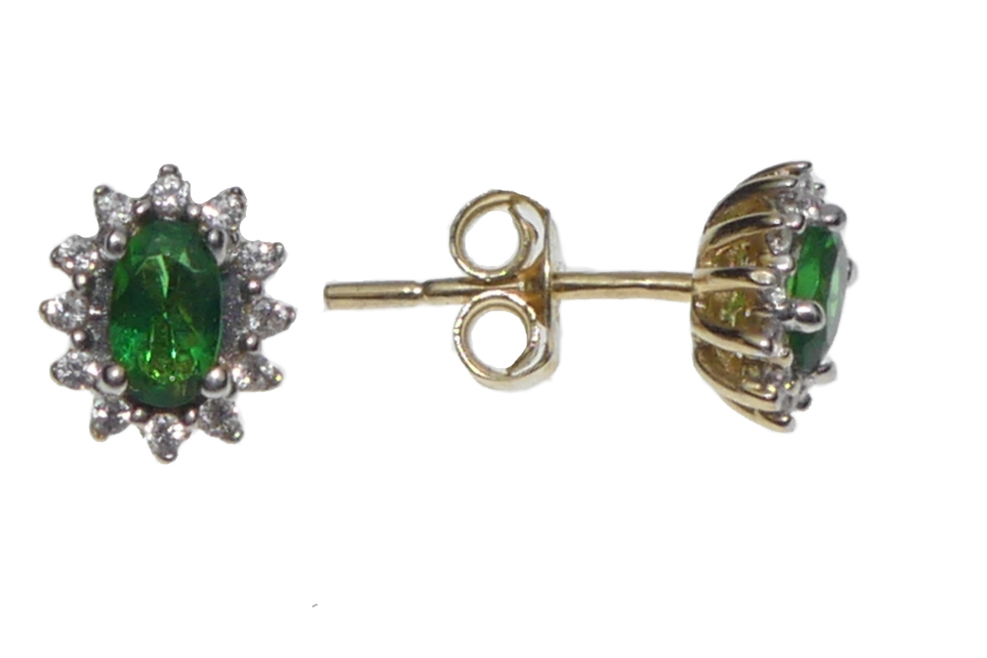 Zlaté náušnice - zelený kámen Zlaté náušnice - zelený kámen