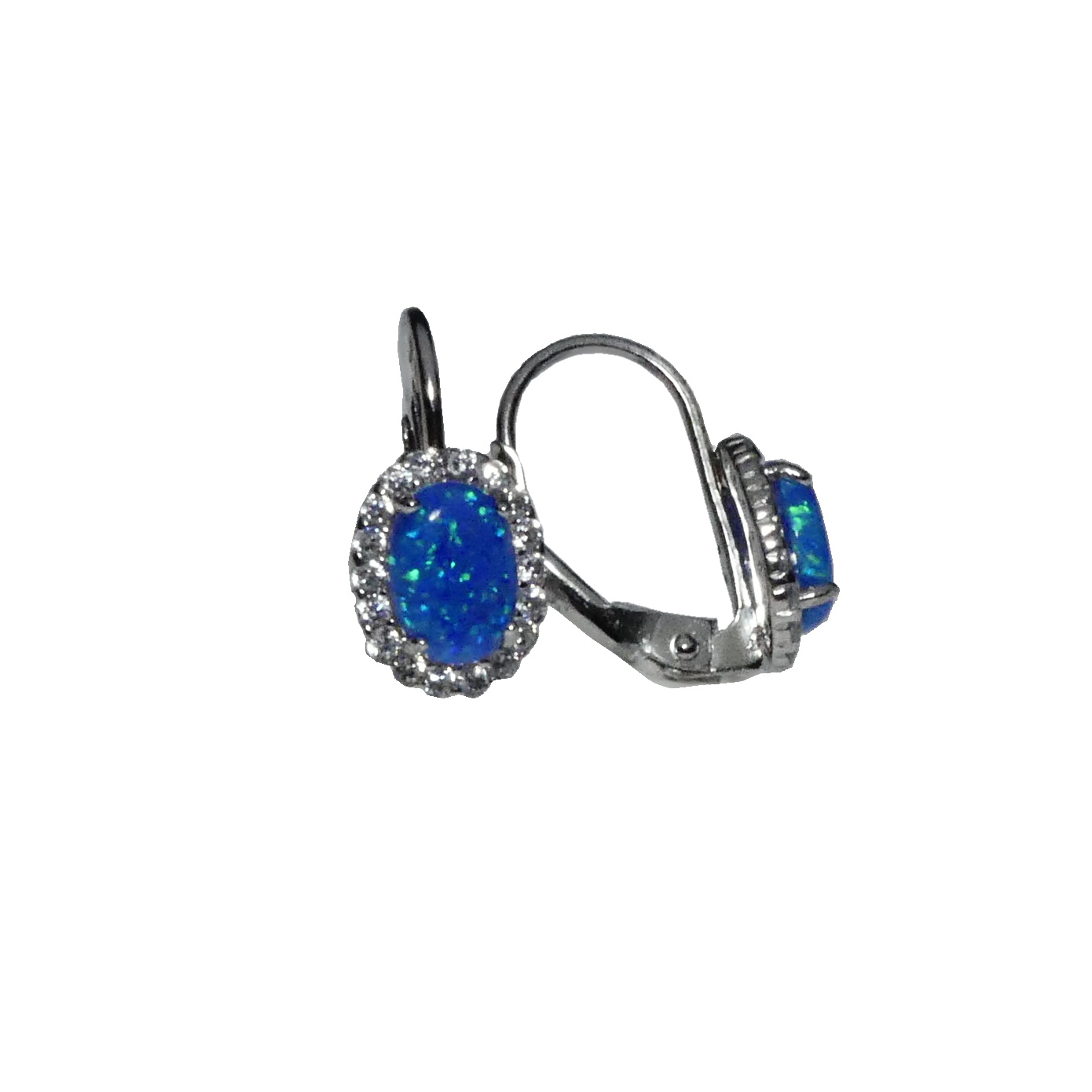 Stříbrné náušnice - modrý opál